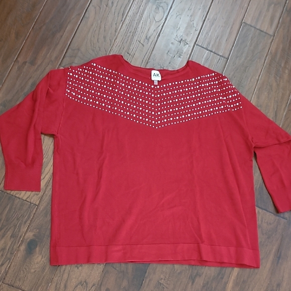 Anne Klein Red Top Rhinestone Accents size 3X - Picture 1 of 7